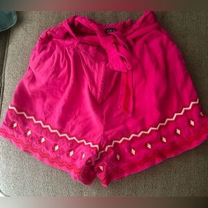 LOFT Pink High waisted paperbag belted shorts-S